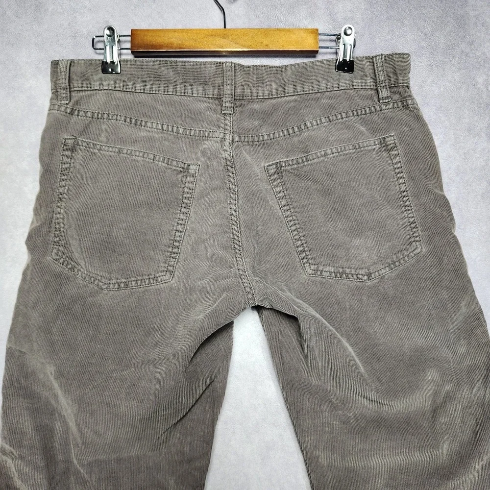 St Johns Bay Mens Gray Brown‎ Corduroy Pants 34x25 Hemmed Straight Leg Cotton